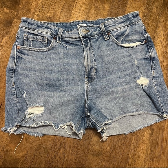 Old Navy OG Short High Rise Distressed Denim Women Shorts 14 Denim Blue Jean - Picture 1 of 7